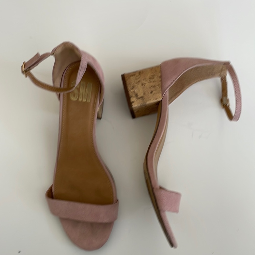 SM pink suede cork like heel size 8 sandals
